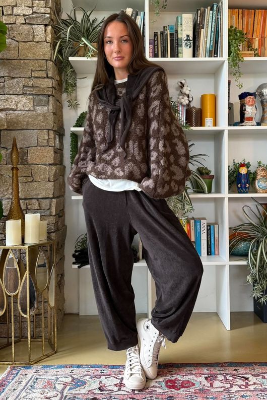 Big Softie Leopard Roo Knit Chocolate & Earth